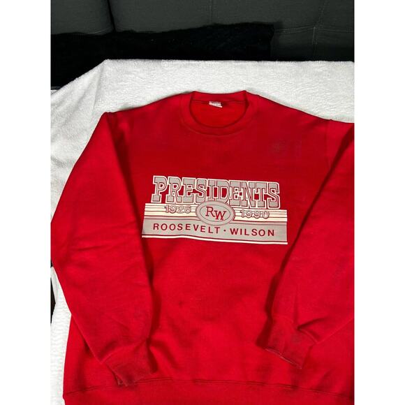 Vintage Roosevelt-Wilson Presidents Sweatshirt Red JERZEES Super Sweats USA Made - Picture 1 of 10